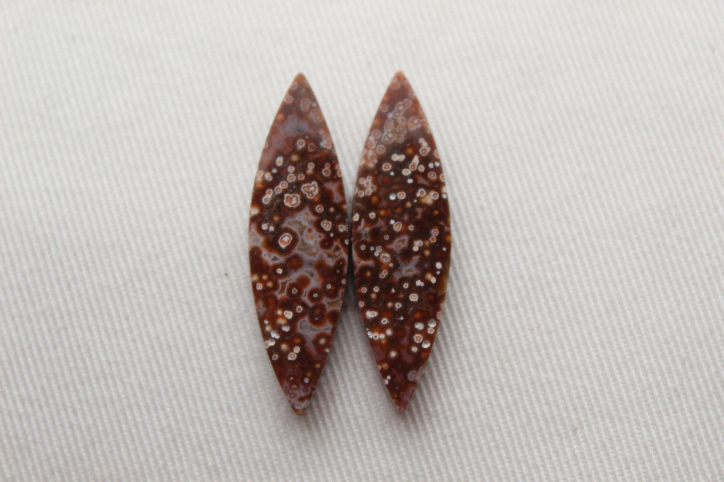 River Jasper Cabochon Pair Gemstone brown white