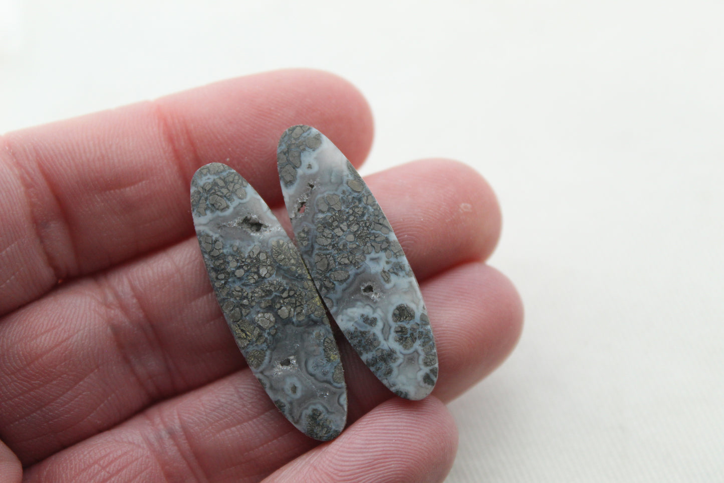 Marcasite Cabochons Pair Gemstones oval
