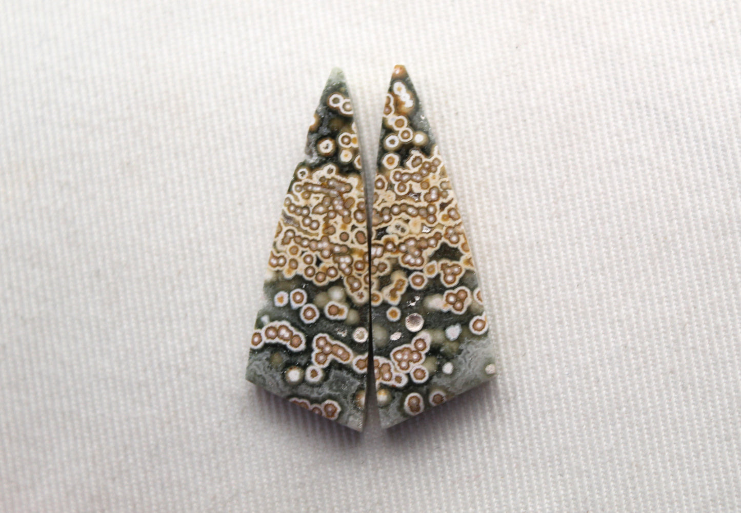 River Jasper Cabochon Pair Gemstone green yellow