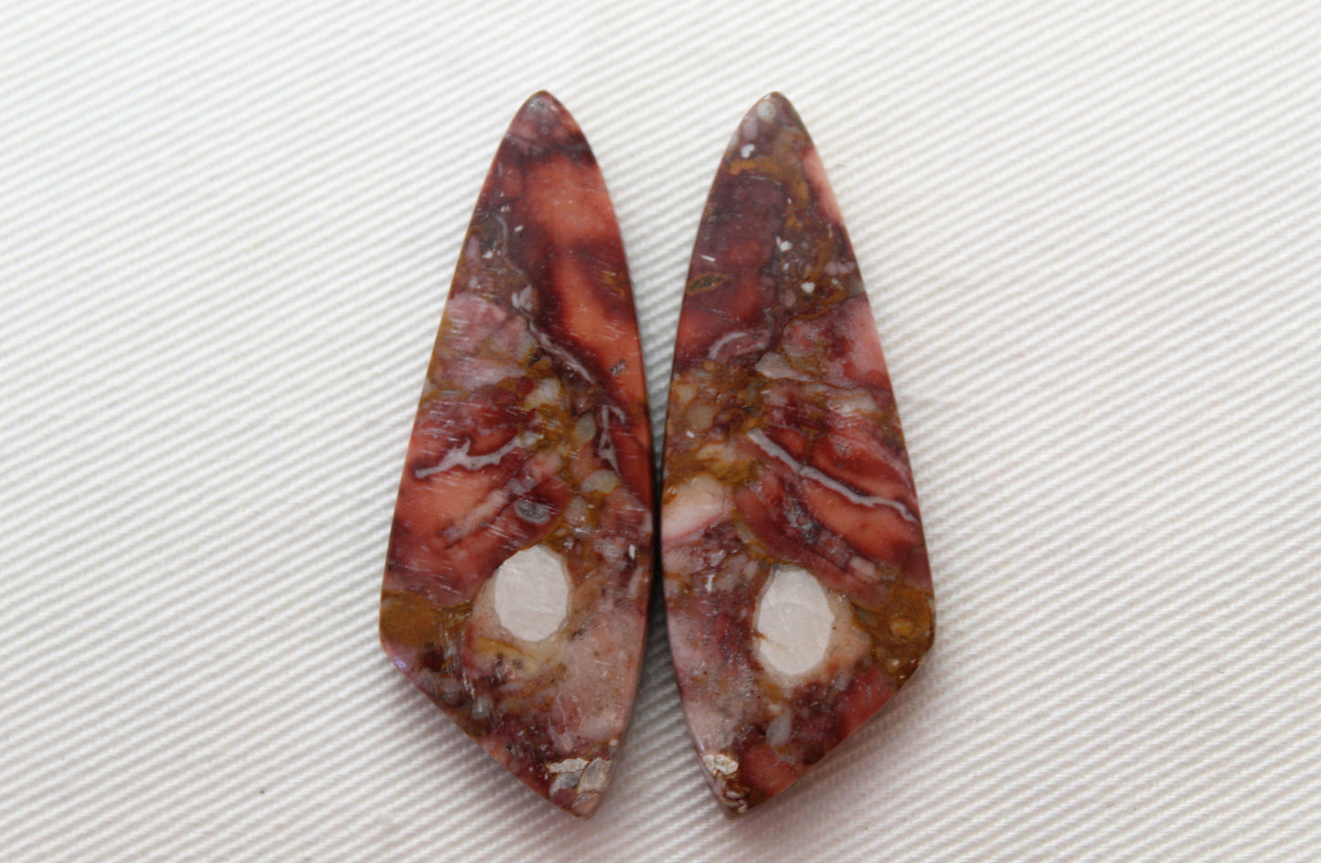 Rose Garden Jasper Cabochon Pair Gemstone