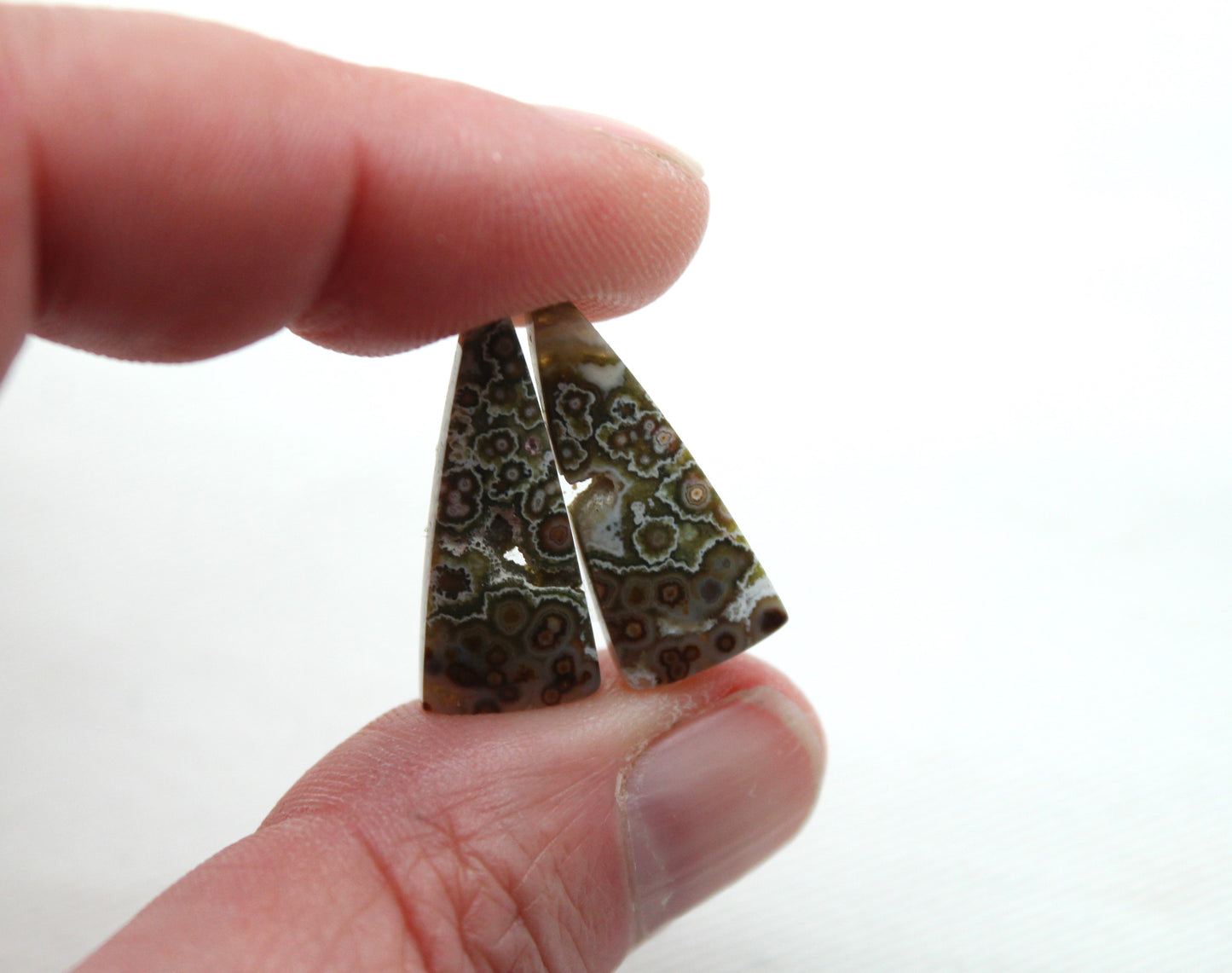 Small Orbicular Jasper Cabochon Pair Gemstone with druzy