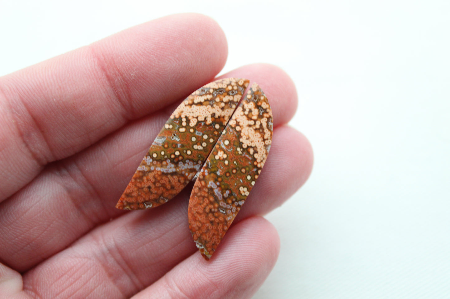 River Jasper Pair Cabochon Gemstone orange