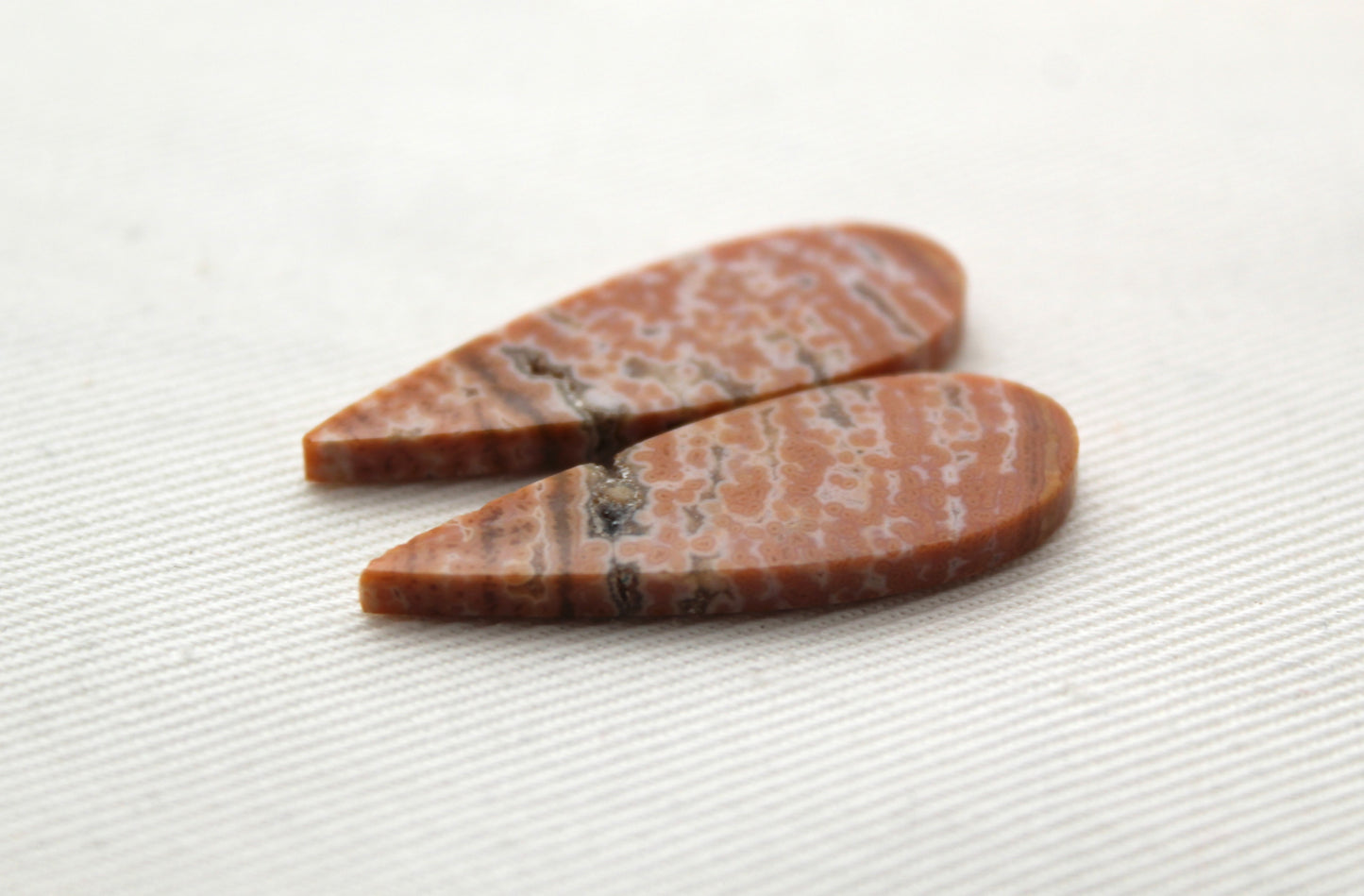River Jasper Pair orange teardrop natural gemstone