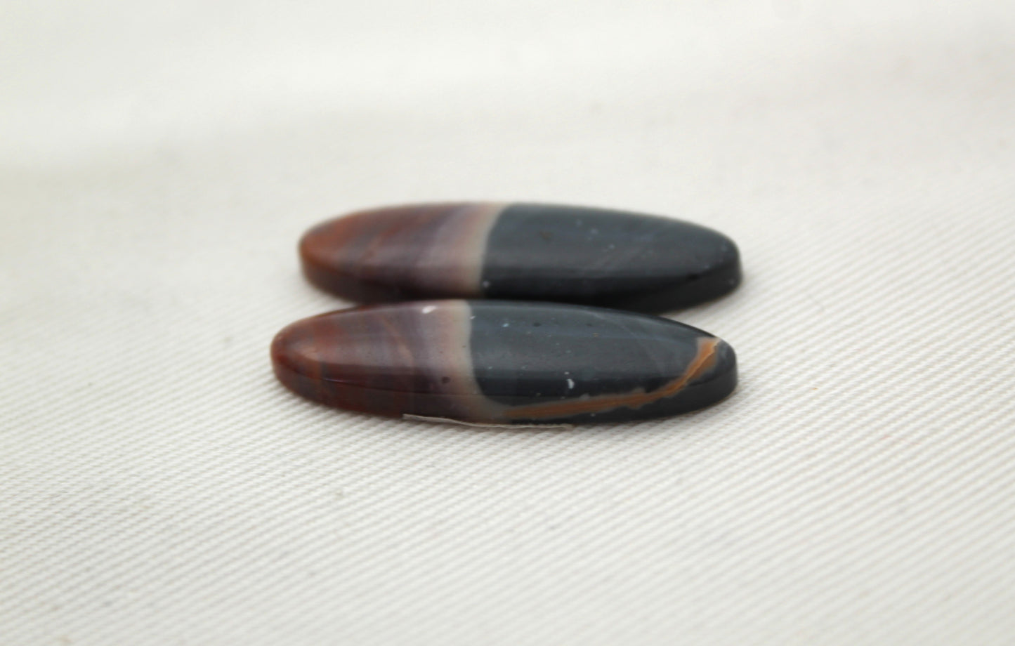 Pair of Indonesian Polychrome Jasper Cabochons Oval