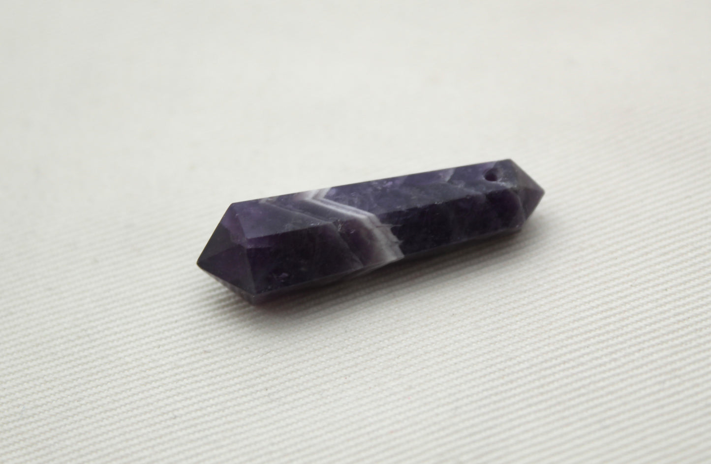 Amethyst Chevron double point Tower gemstone pendant size DRILLED