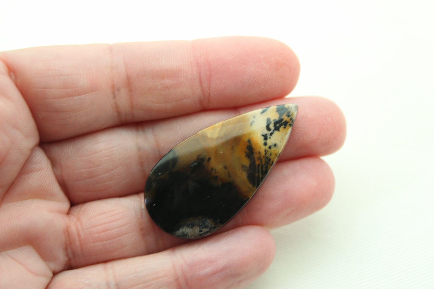 Picture Jasper Pear Cabochon beige brown gemstone