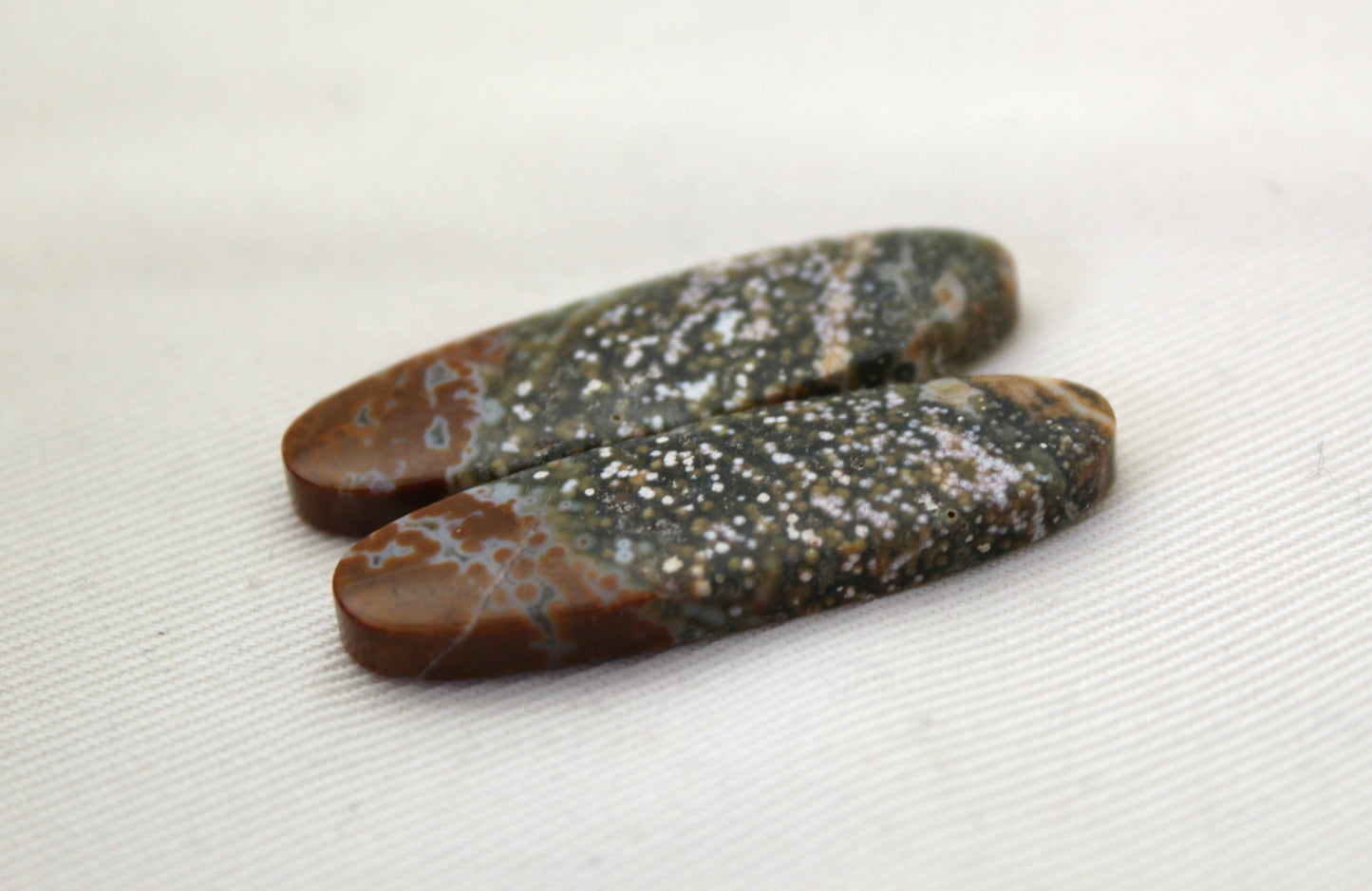 Orbicular Jasper Cabochon Pair Gemstone oval