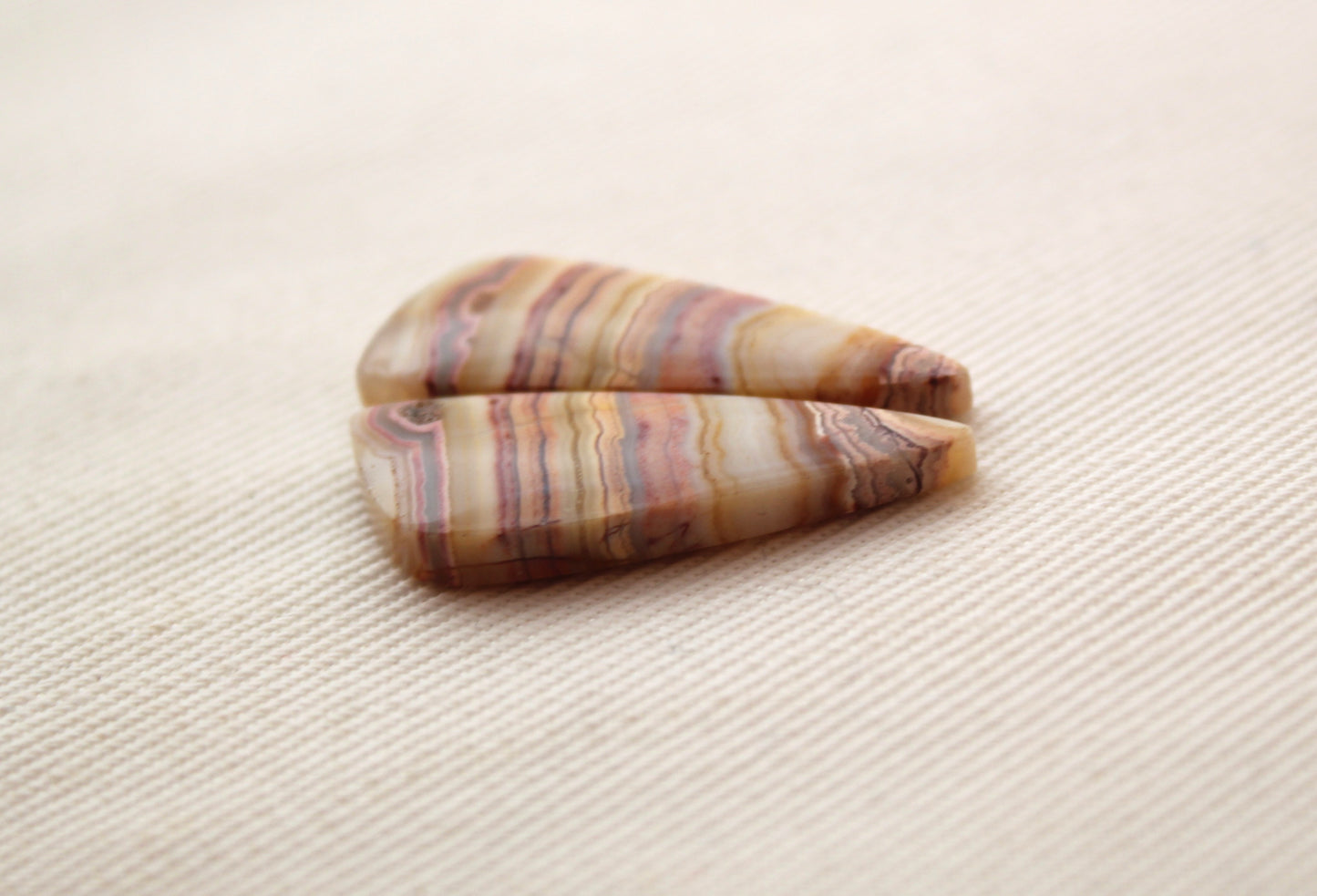 Small Banded Agates Cabochons Gemstone Pair multicolors