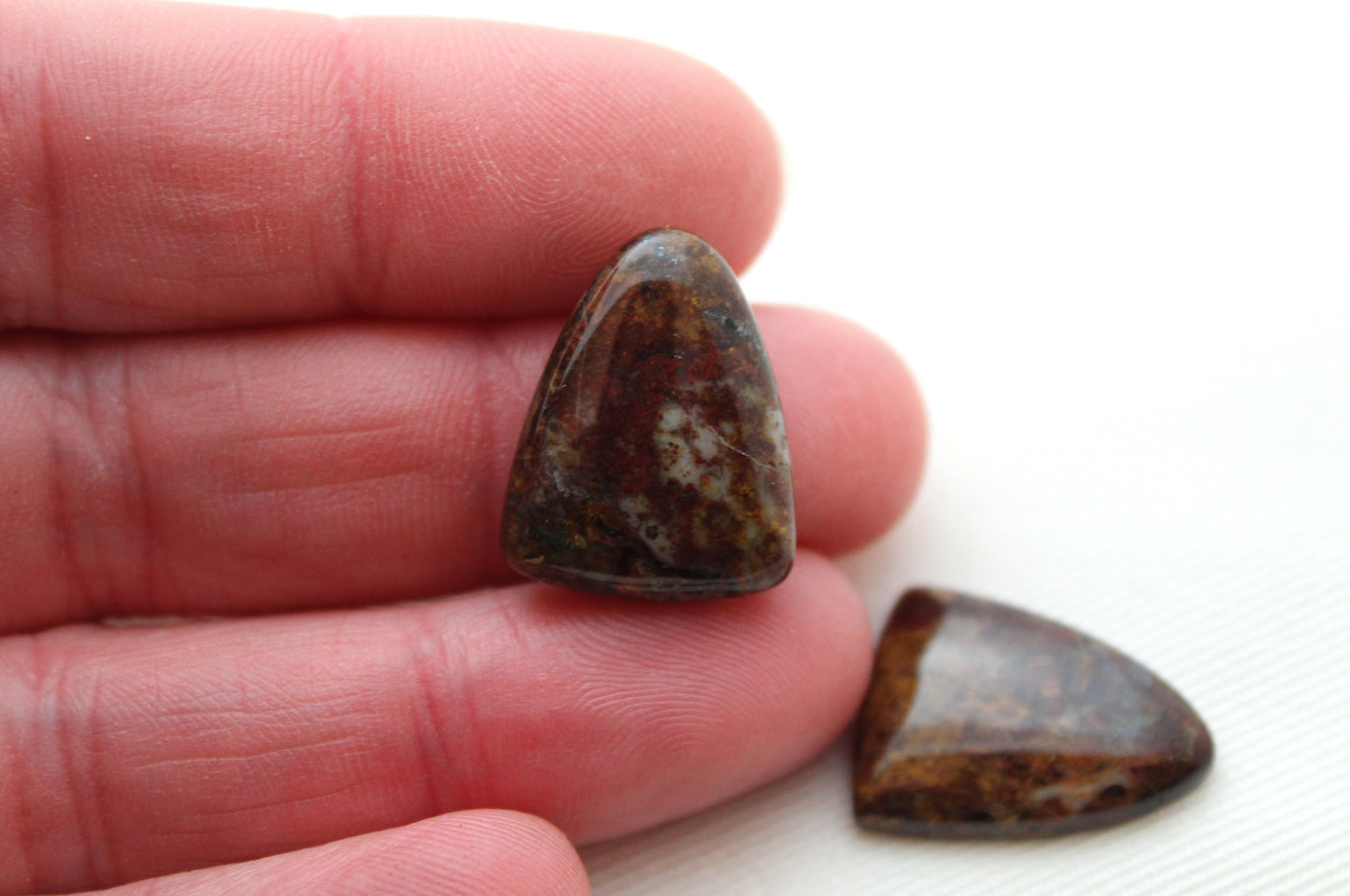 TWO Pietersite Cabochon shield shape gemstone natural