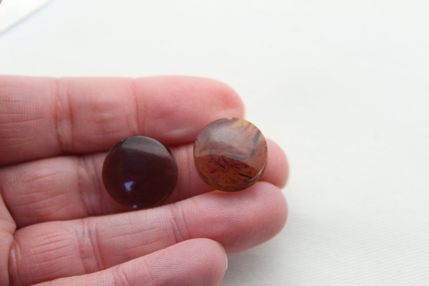 Fossil Palmwood Pair Cabochon Gemstone with druzy pockets Oval