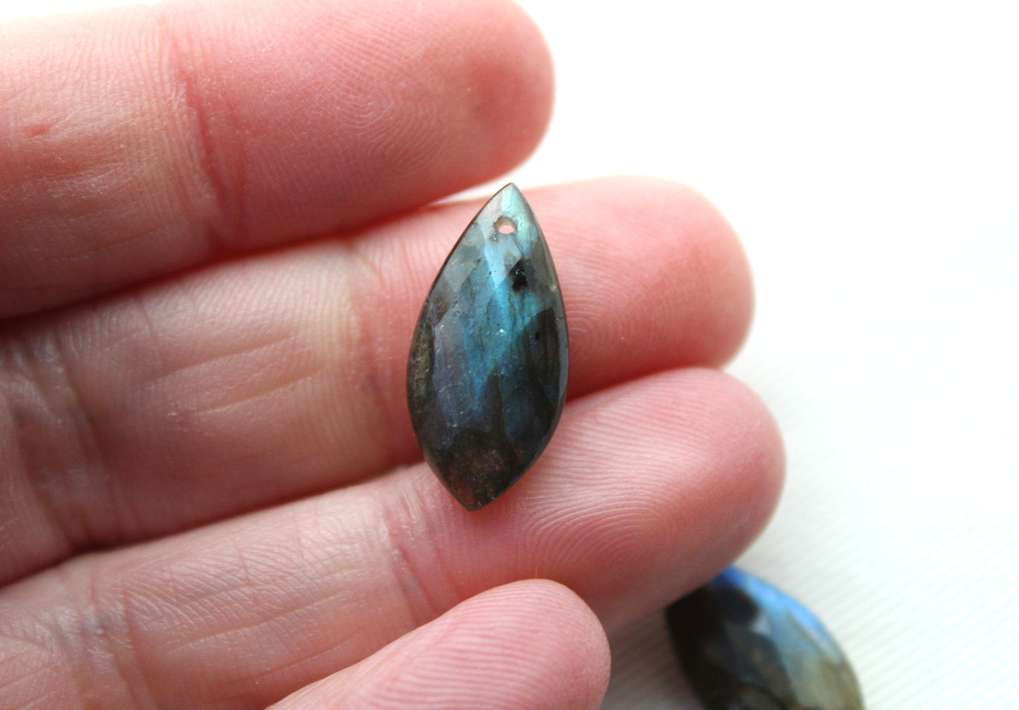 Set of two Labradorite Gemstones Faceted marquise Drilled