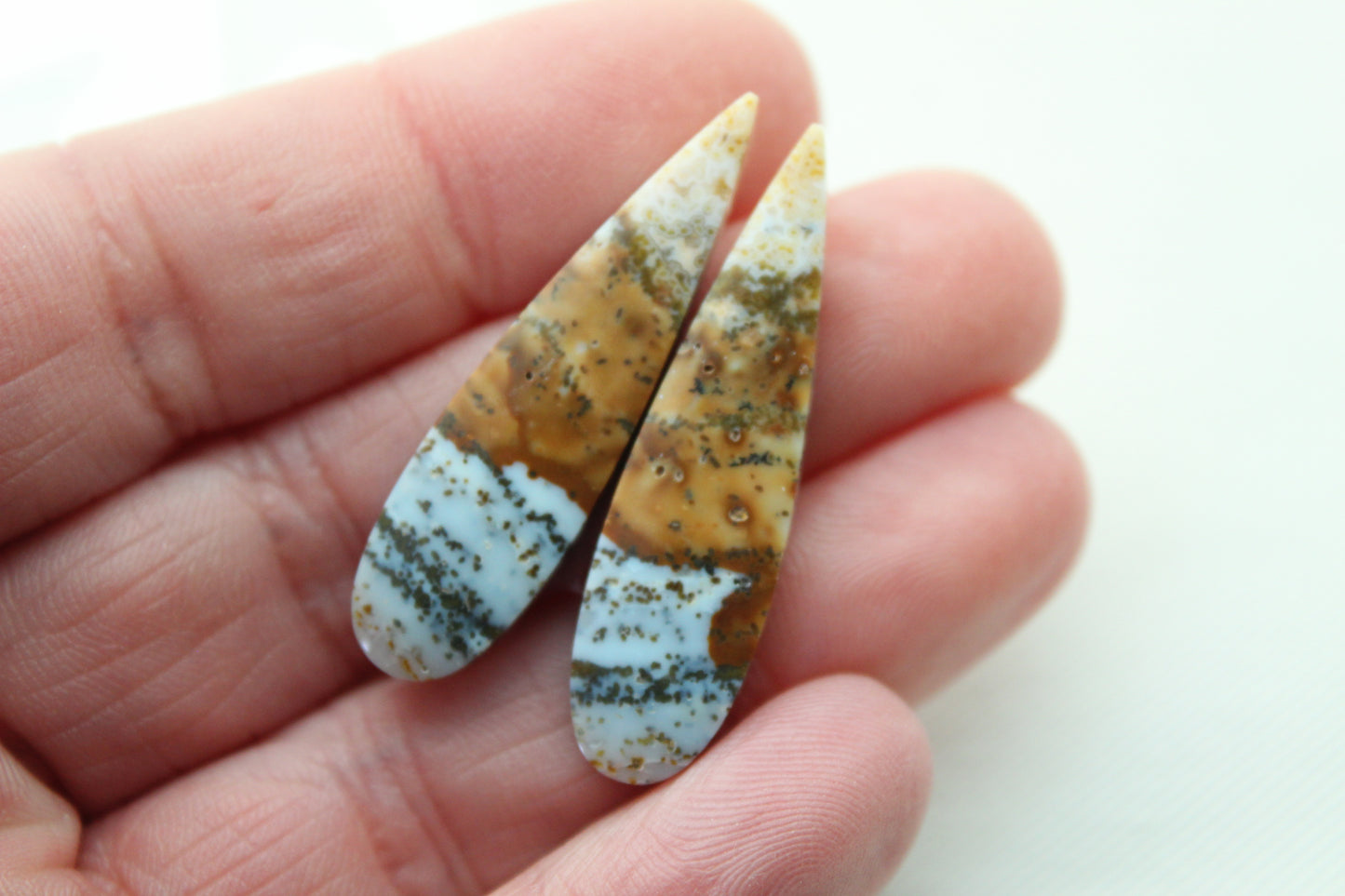 River Jasper Cabochon Pair Gemstone teardrop
