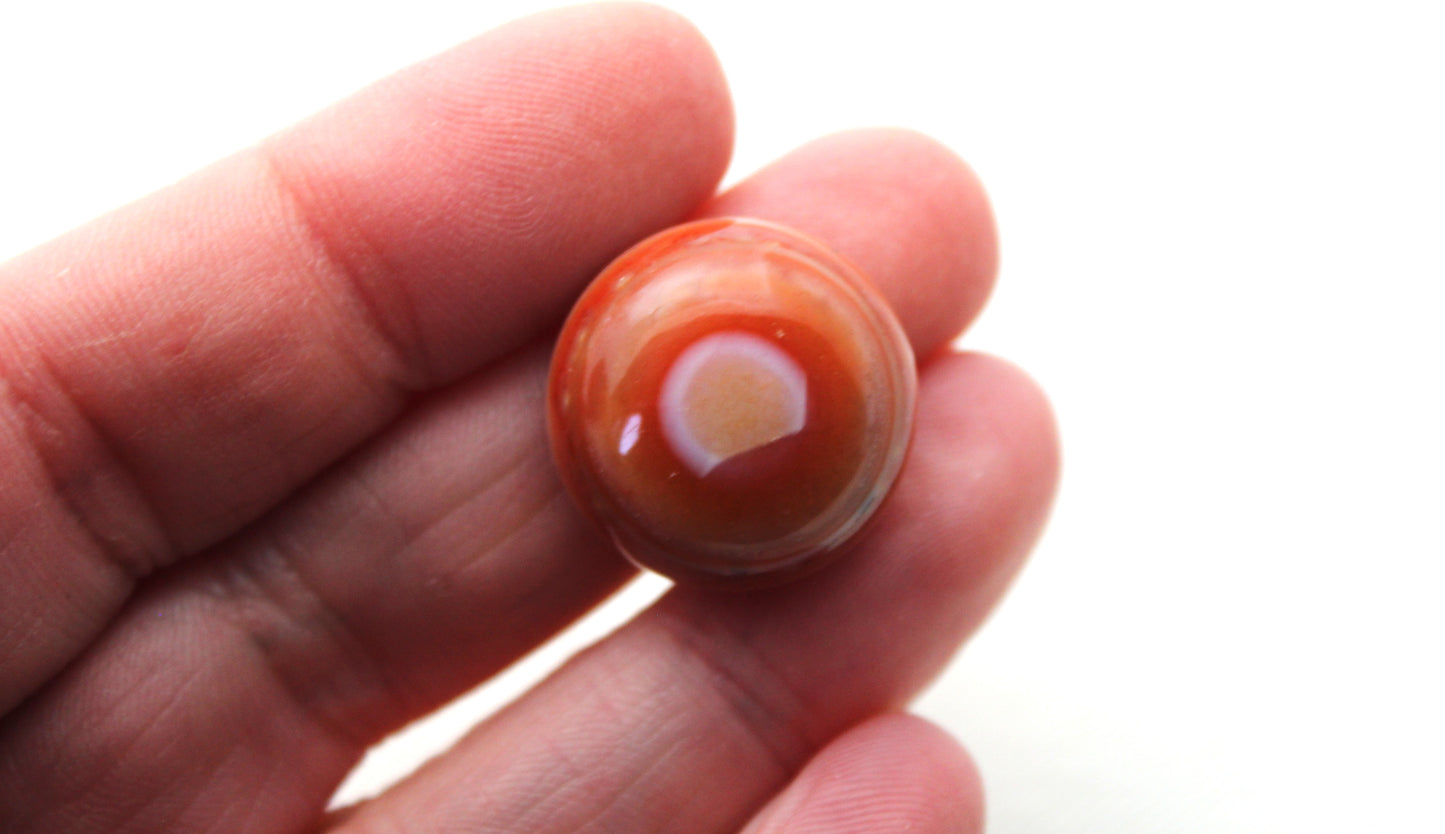 Banded Agate Cabochon Gemstone orange round 20MM