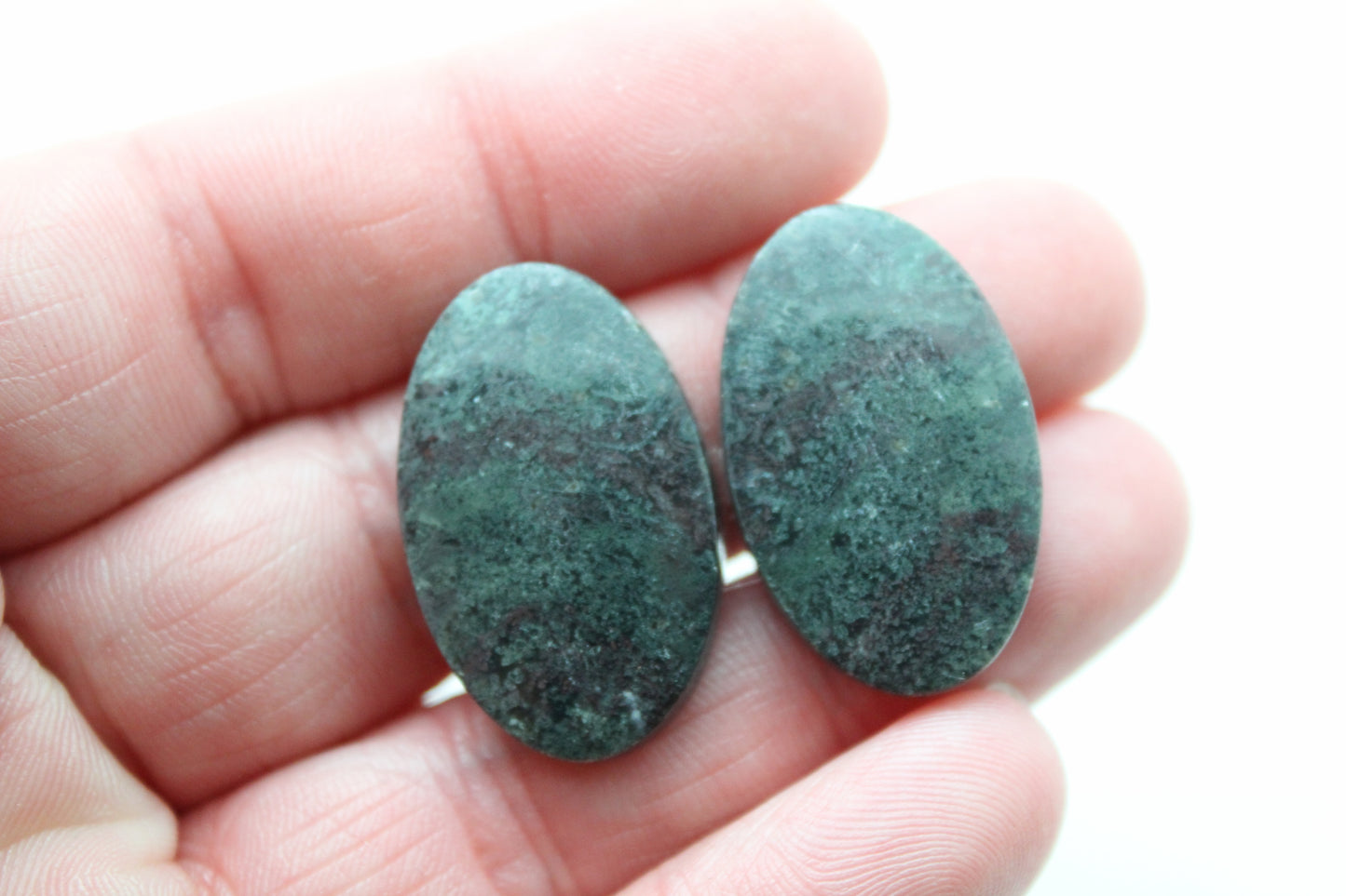 Wonosobo Jasper Cabochons Pair Gemstone Oval