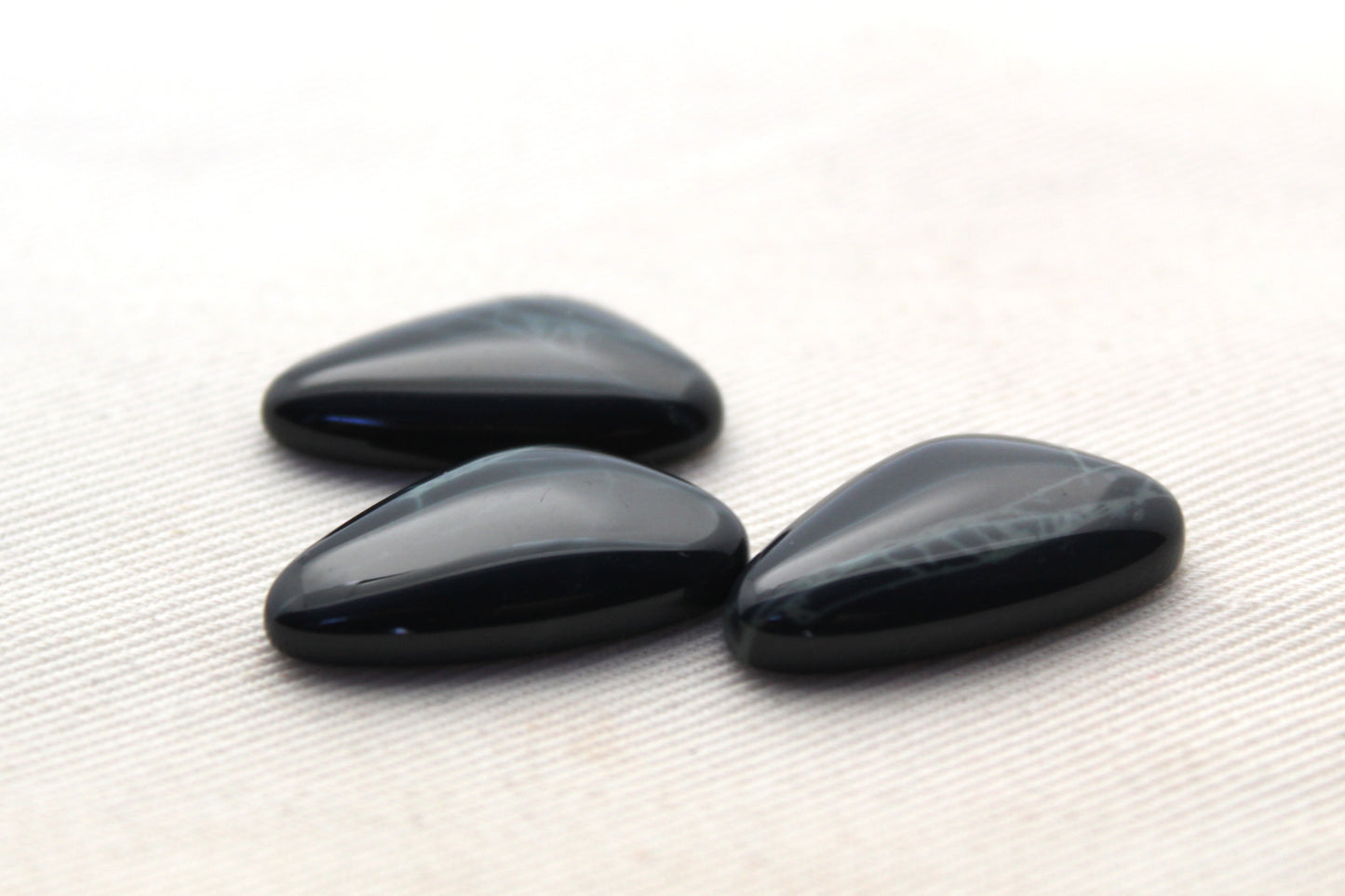 THREE SpiderWeb Obsidian Cabochon Gemstone 13X24MM