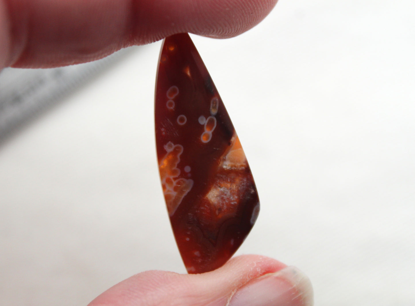 Tube Carnelian Cabochon Pair Transludent Red gemstone