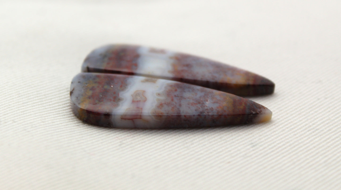 Plume Agate Pair Cabochon Gemstones freeform