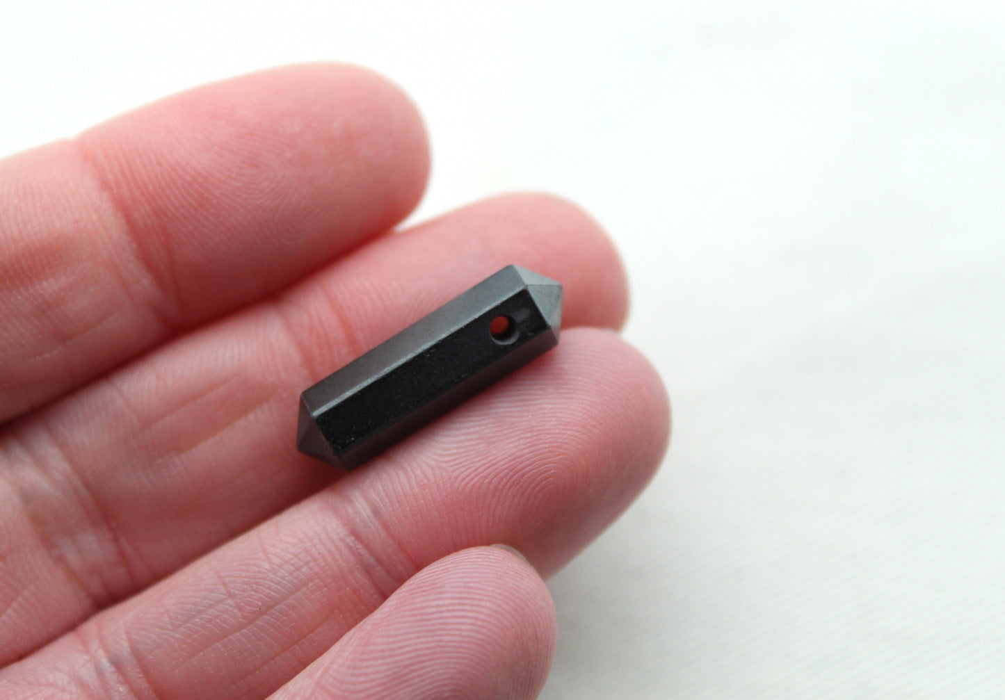 TWO Hematite beads Gemstones DRILLED double points