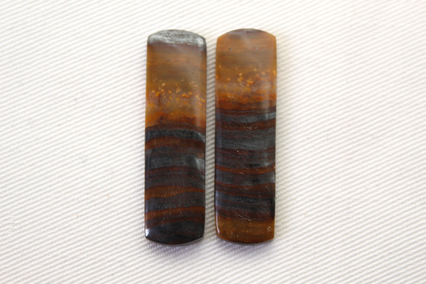 Iron Tiger Eye Pair Cabochon Gemstone long rectangle