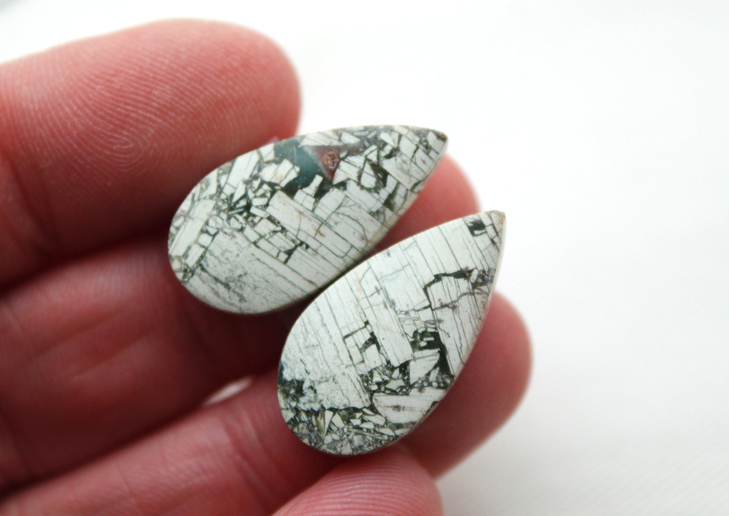 Brecciated Jasper cabochons Gemstone green teardrop