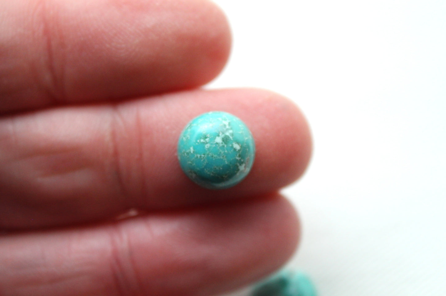 TWO round Turquoise cabochons Gemstones 10MM Mexico Old mine