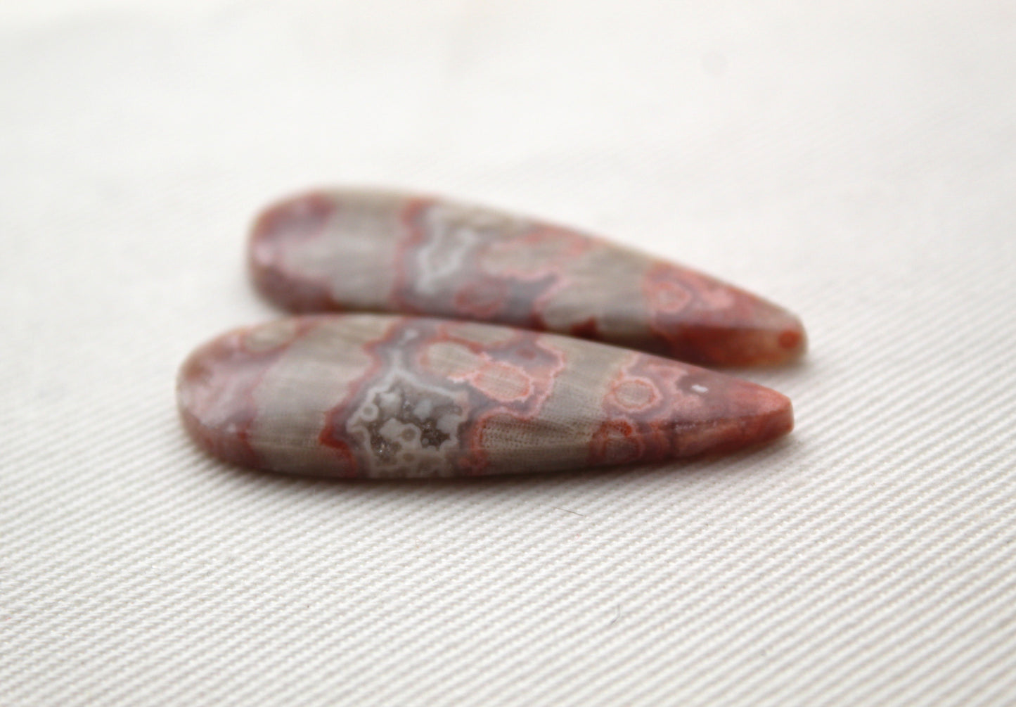 River Jasper Cabochon Pair Gemstone pink beige