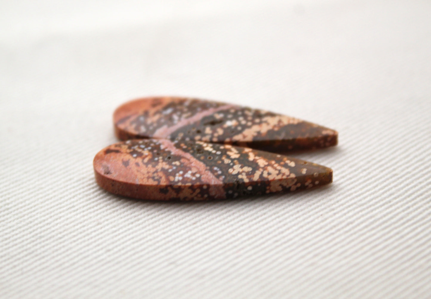 Small River Jasper Pair Cabochon Gemstone orange