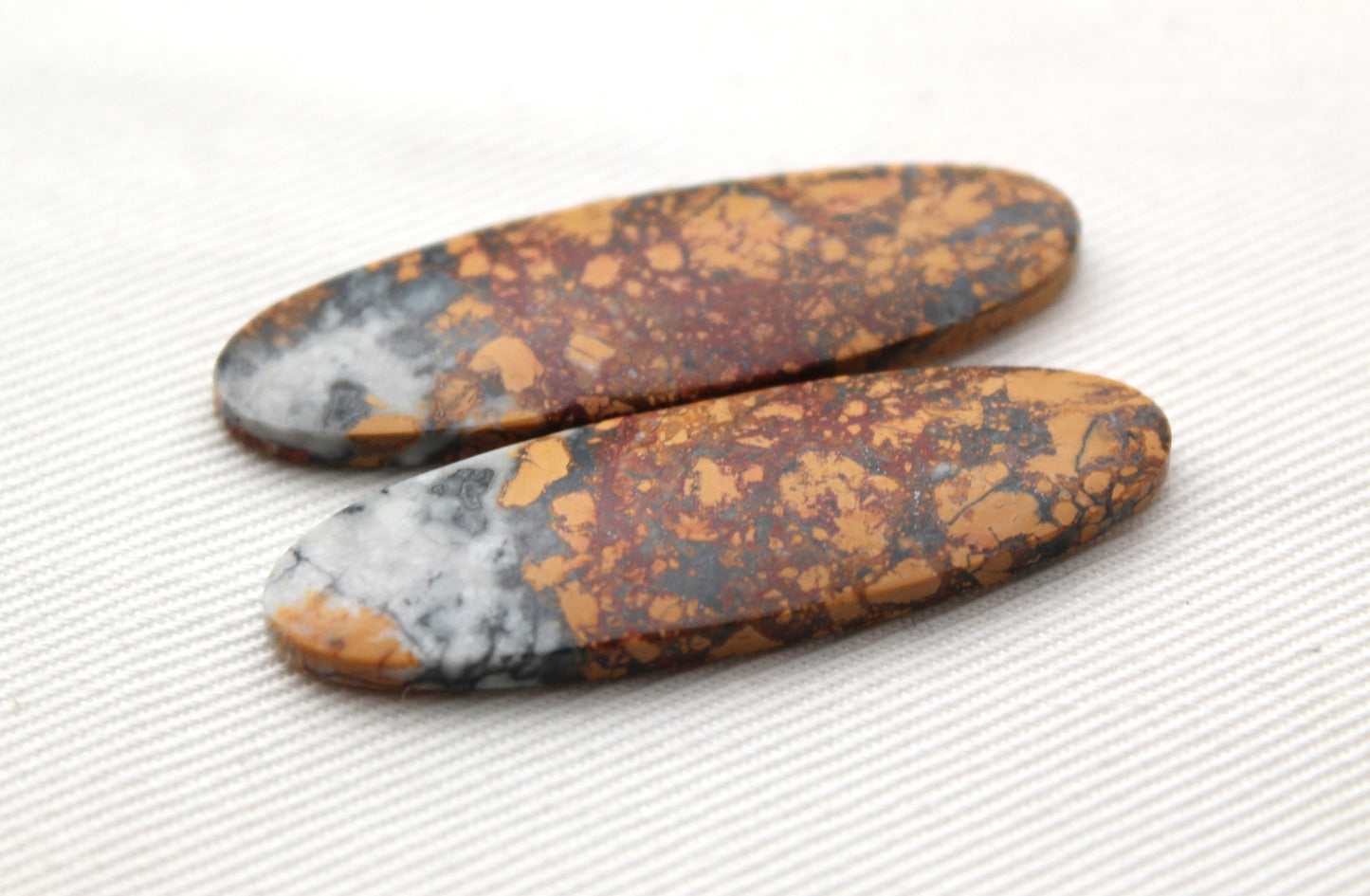 Maligano Jasper cabochons pair Gemstone long oval