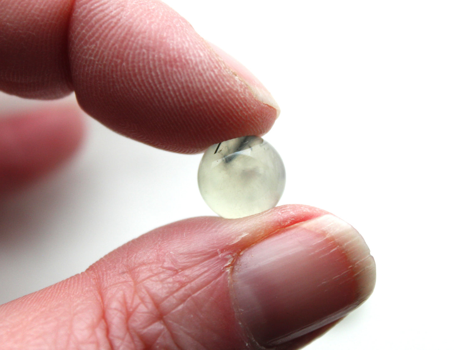 TWO prehnite cabochons Gemstones round 10MM