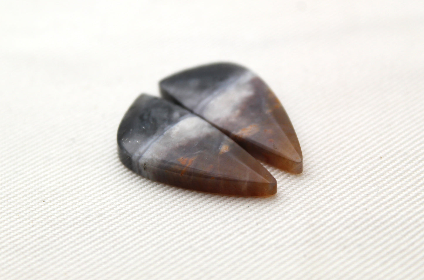 Multicolor Agate Pair Cabochons Gemstone Triangle