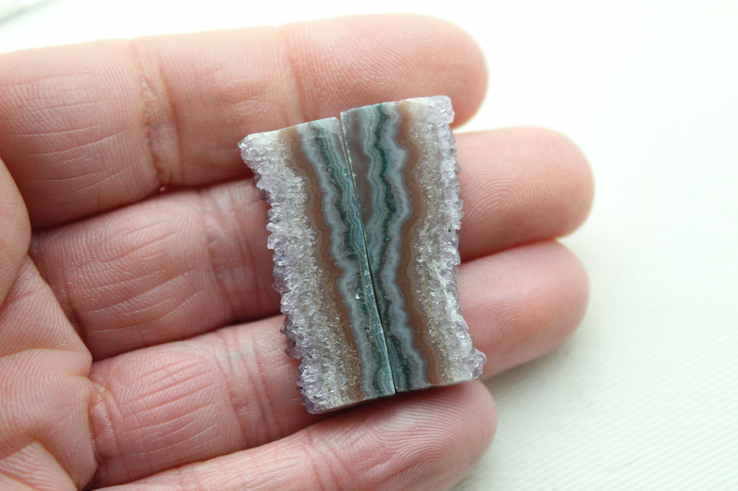 Amethyst slices Pair gemstone druzy freeform