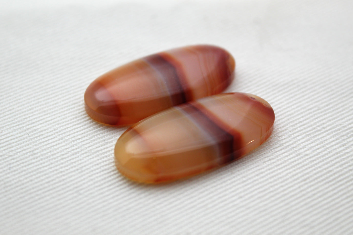 Banded Agates Cabochons Gemstone orange oval