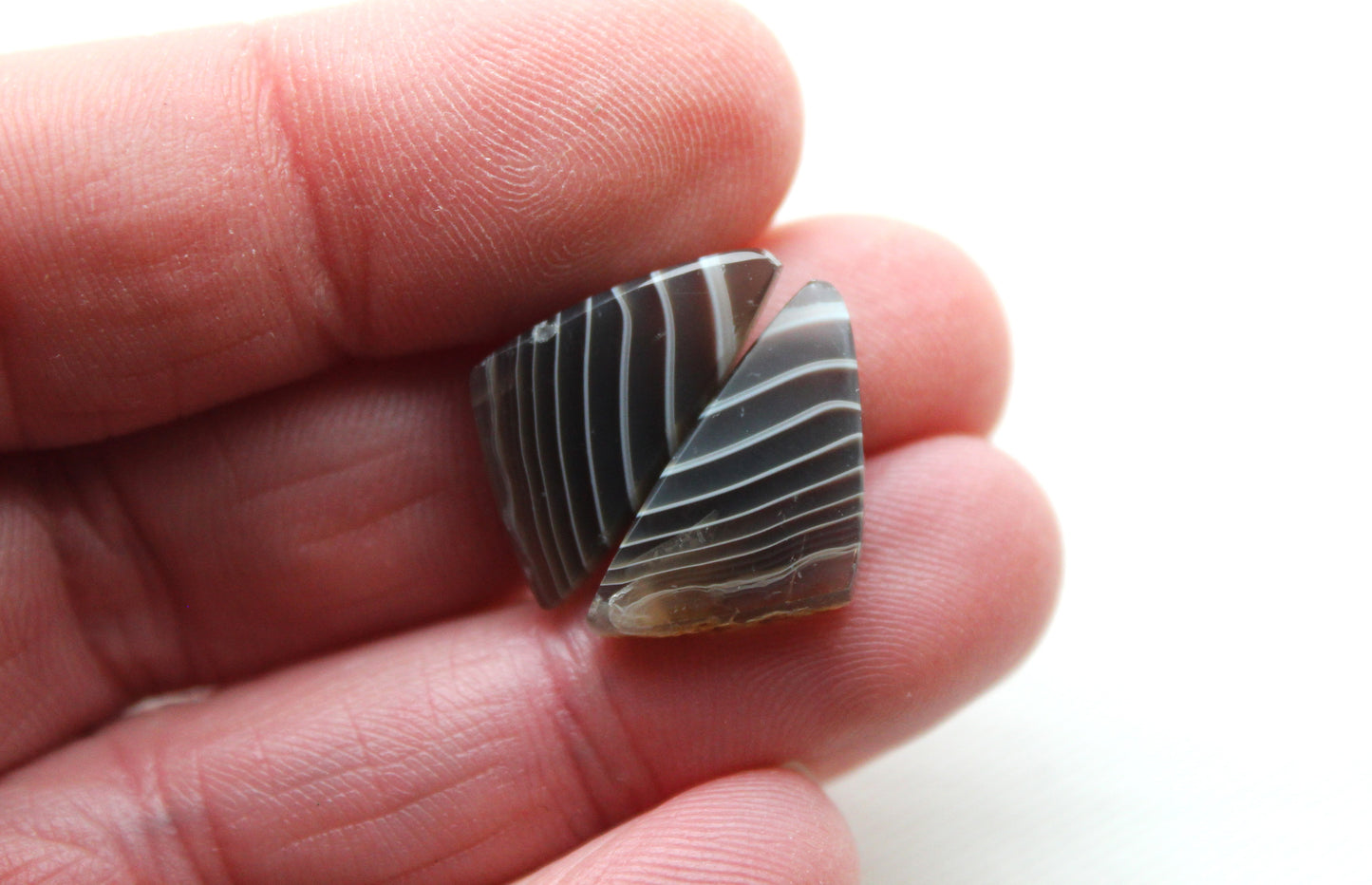 Small Banded Agates Cabochons Gemstone brown Pair