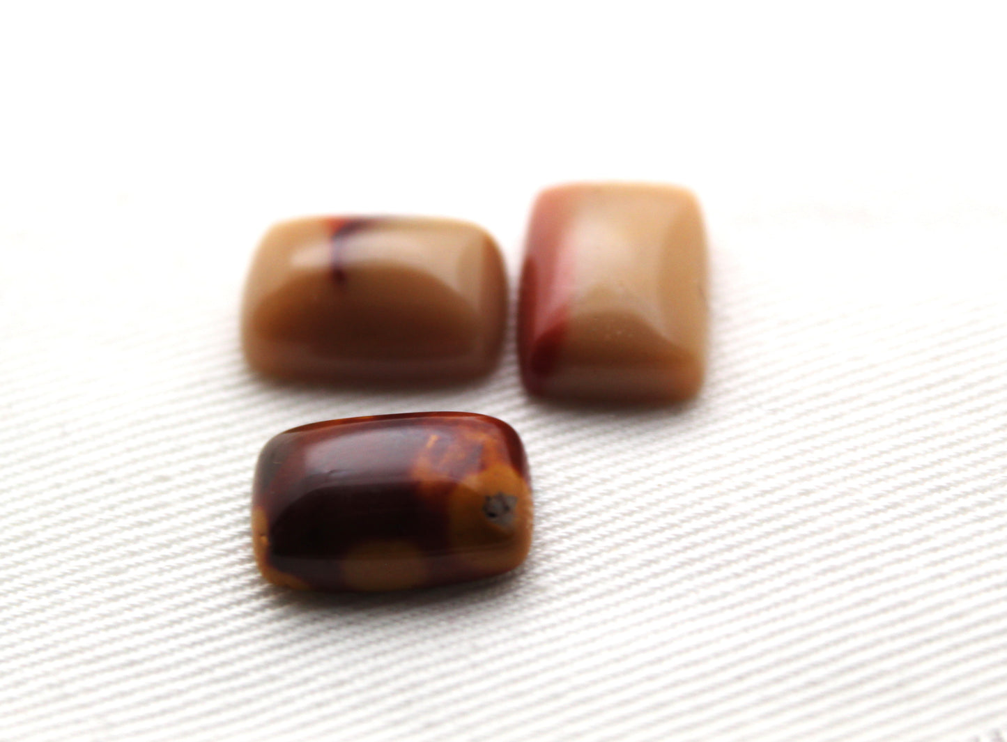 Lot of three mookaite cabochons 10x14 MM Gemstones rectangle shape