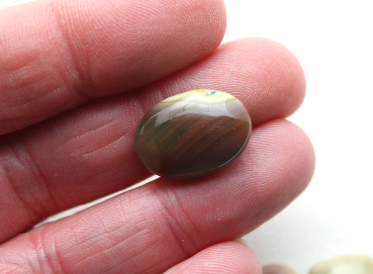 Trio of Imperial Jasper cabochons Gemstones green