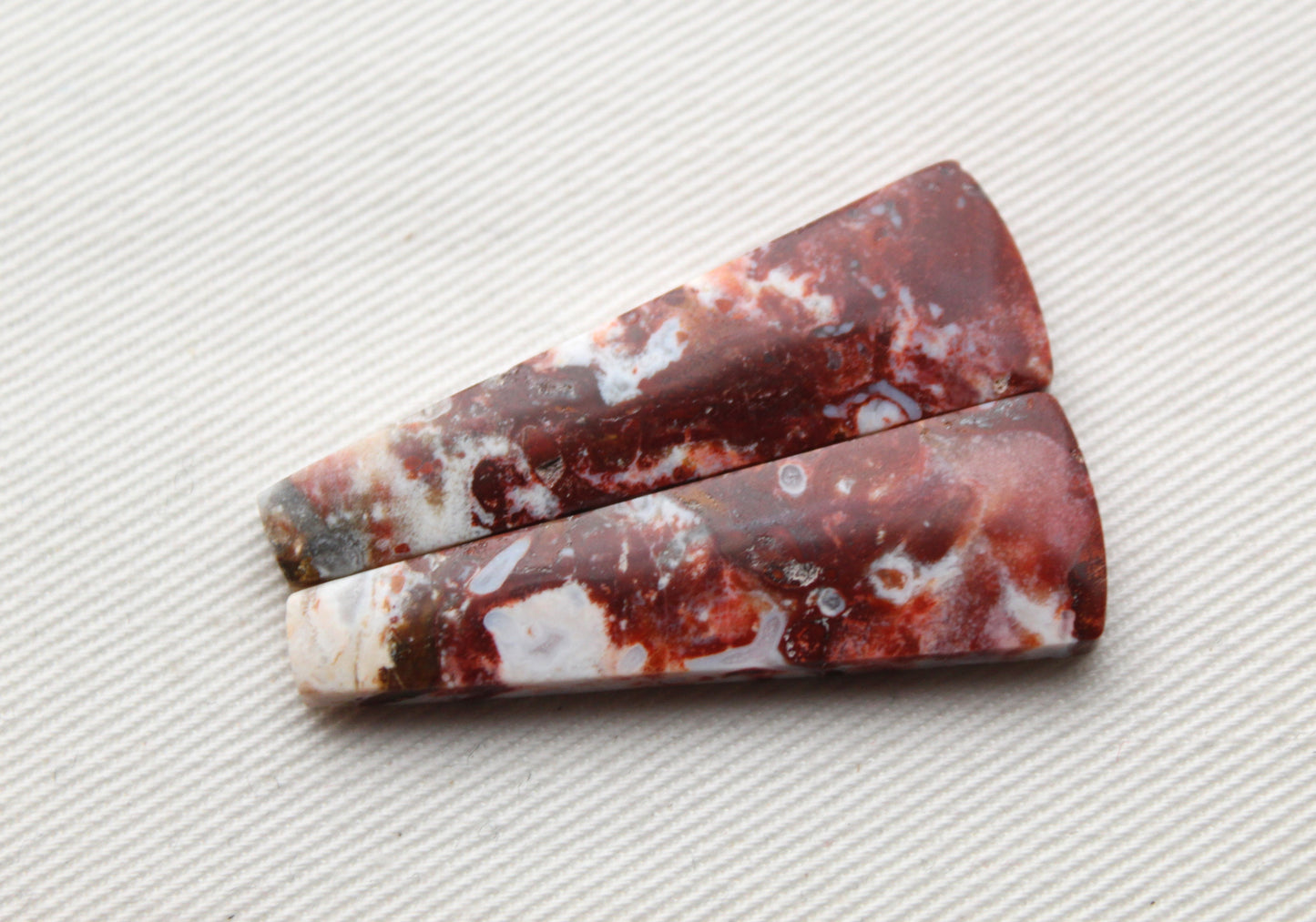 Indonesian Red white Jasper Cabochon pair