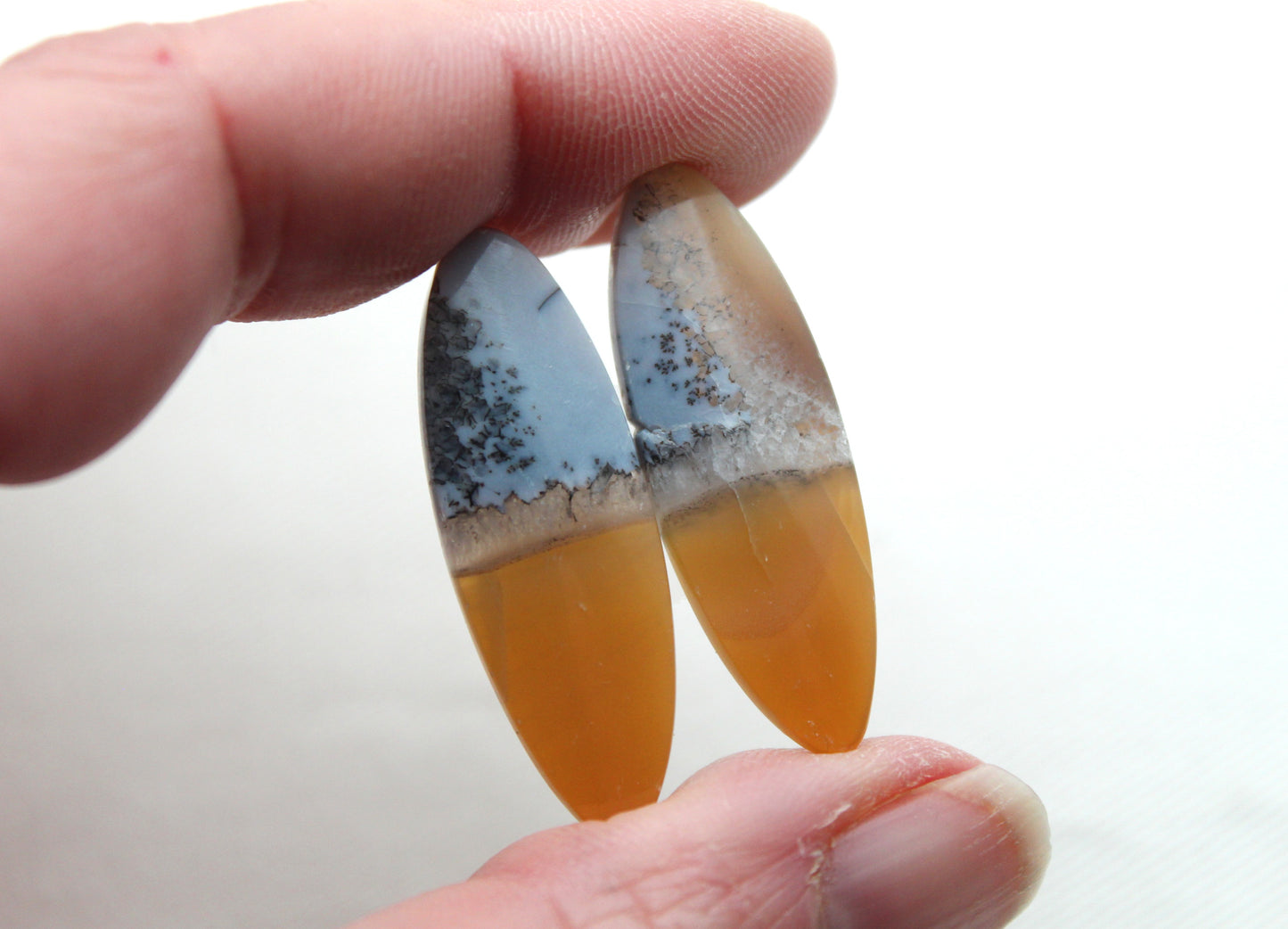Pair Indonesian Timor Agate Cabochons gemstone natural