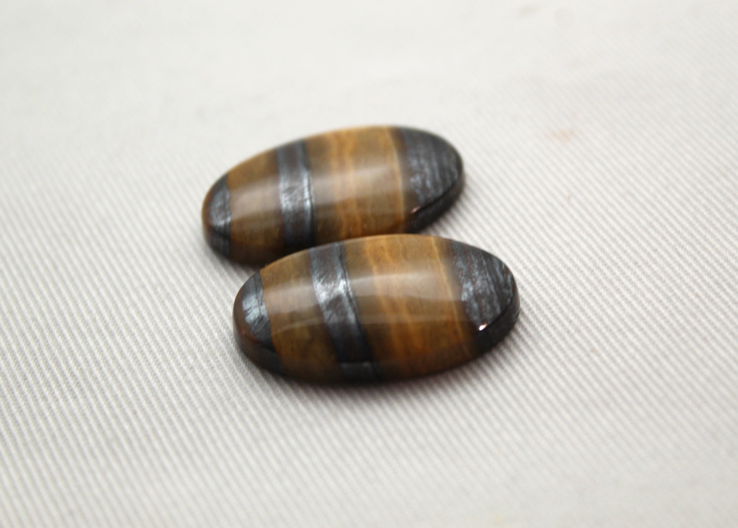 Iron Tiger Eye Pair Cabochon Gemstone Oval