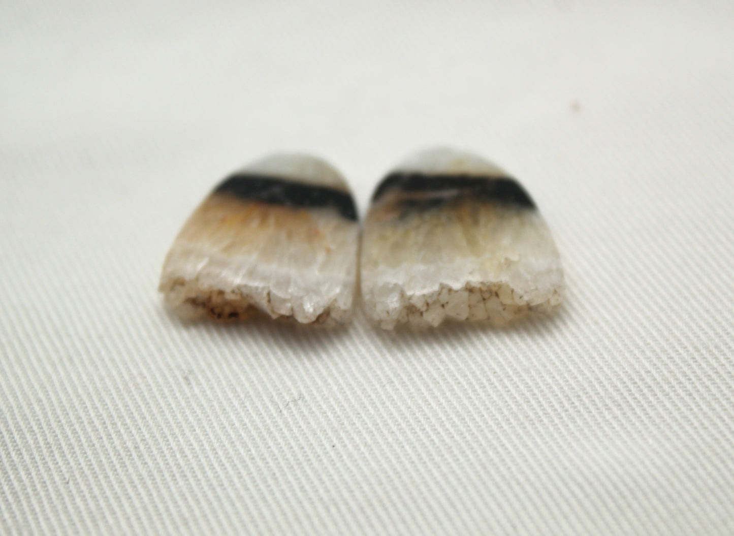 Crystal Zebra Cabochons Pair with Druzy Edges