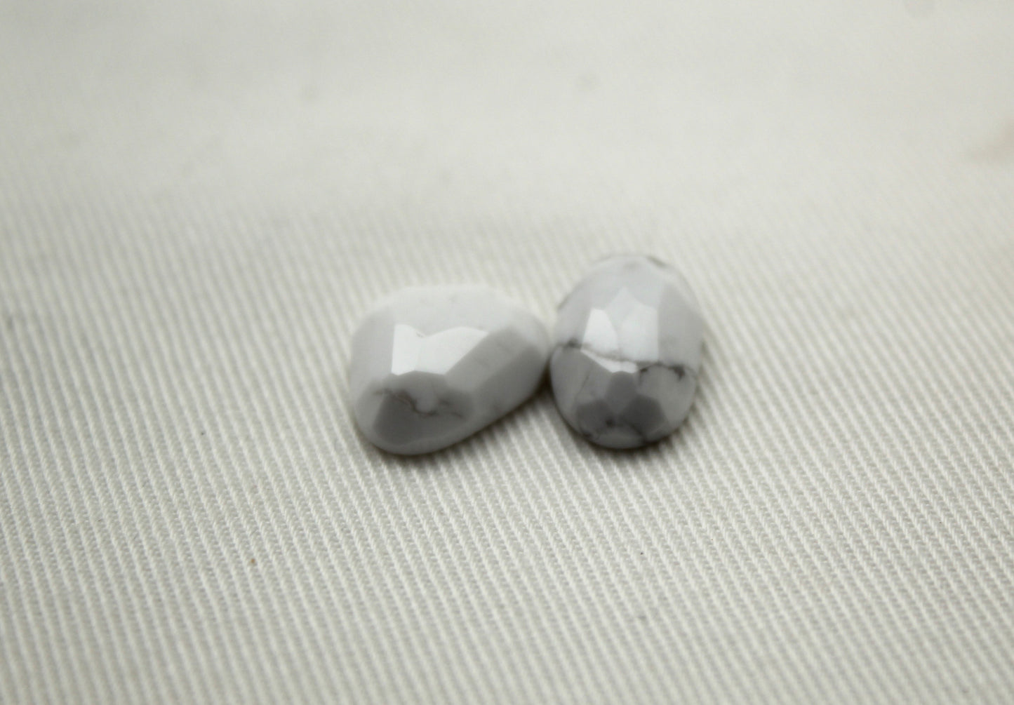Two Small howlite cabochons Gemstone freeform rose cut white