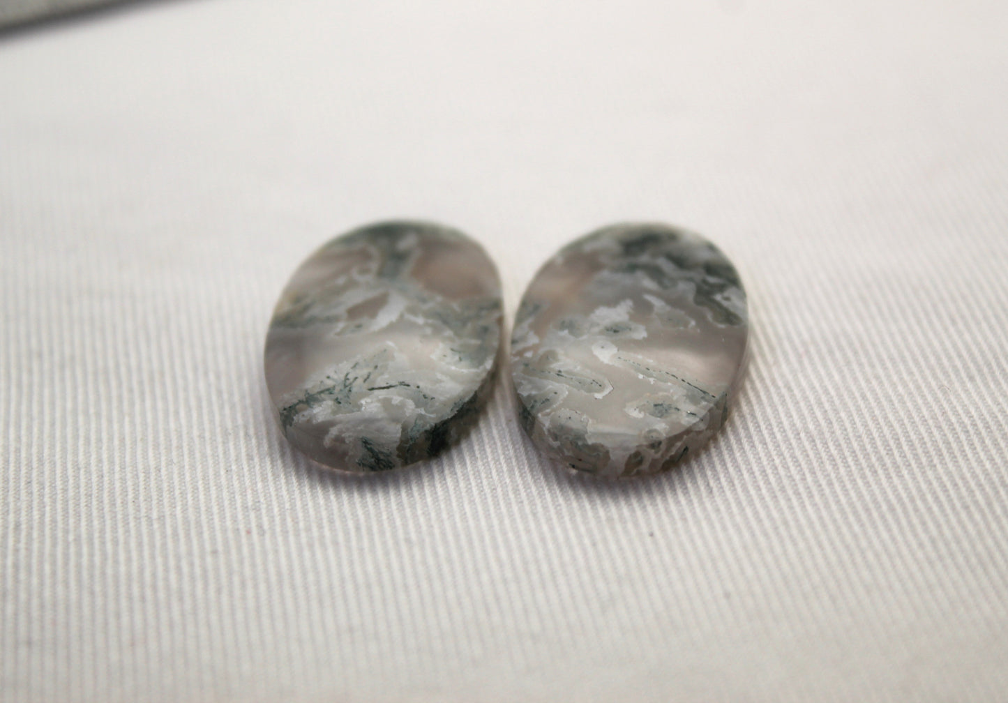 Pair of moss Agate Cabochons Oval