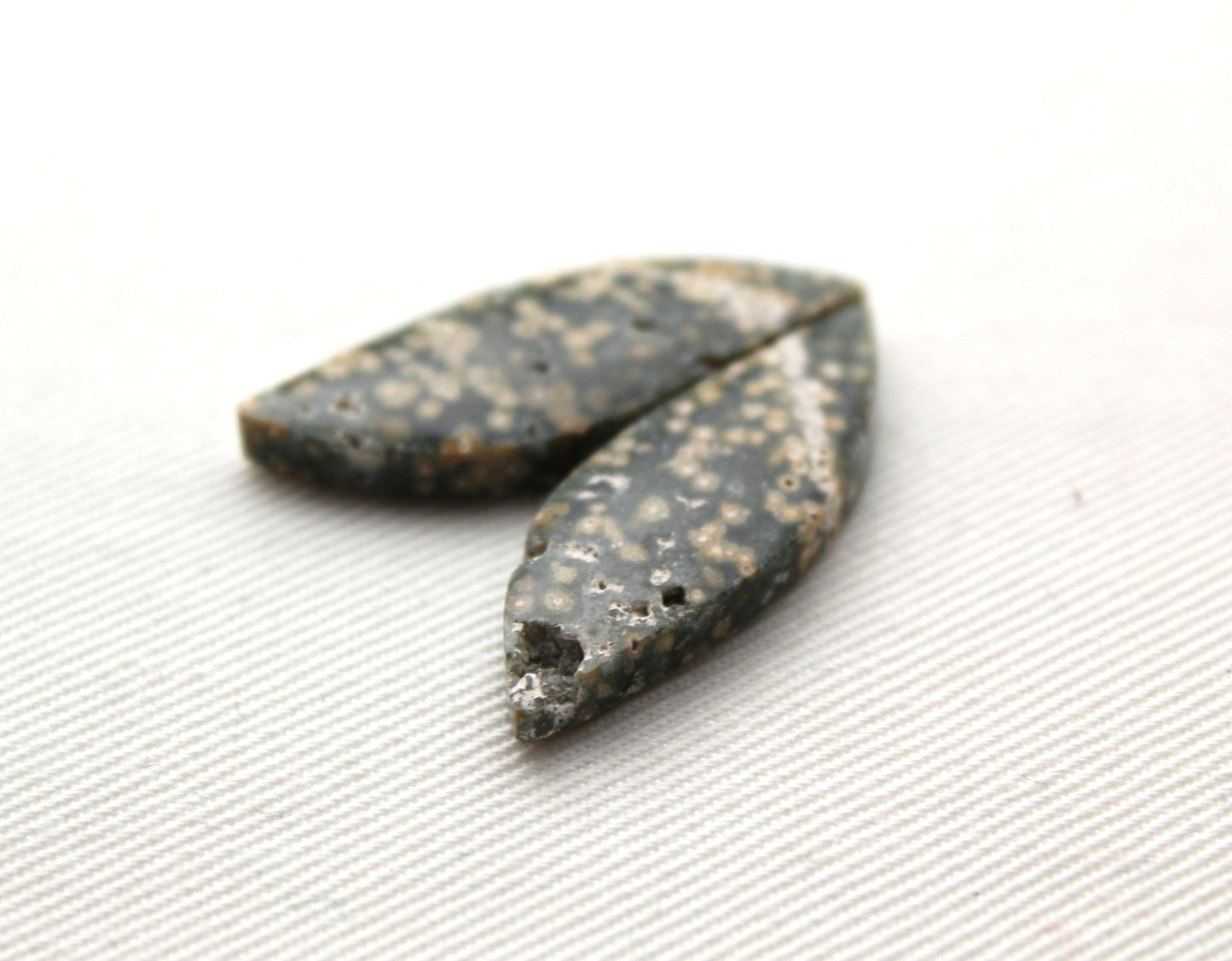 River Jasper Cabochon Pair Gemstone green white