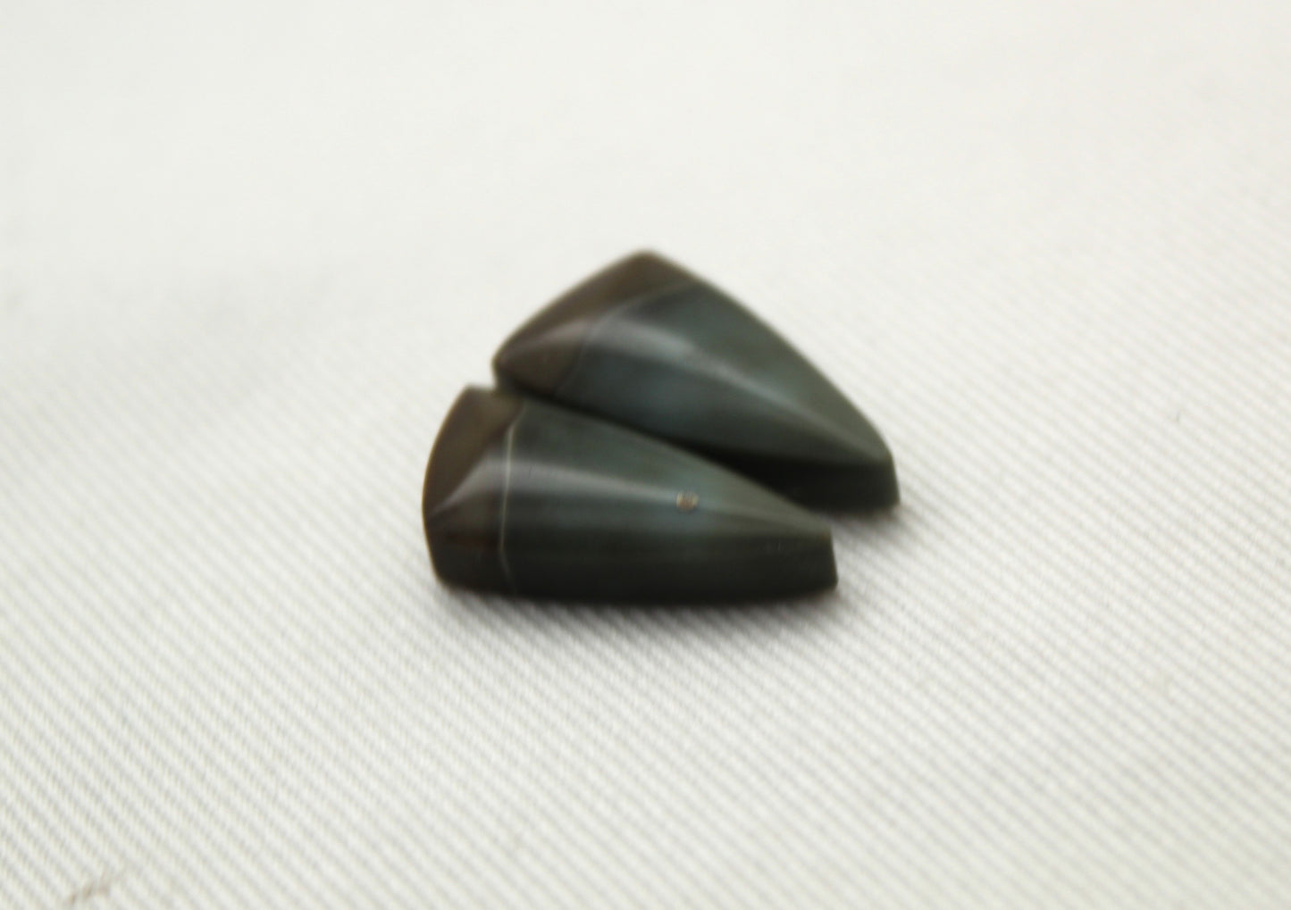 Small dark Matching pair of polychrome Jasper Cabochons green