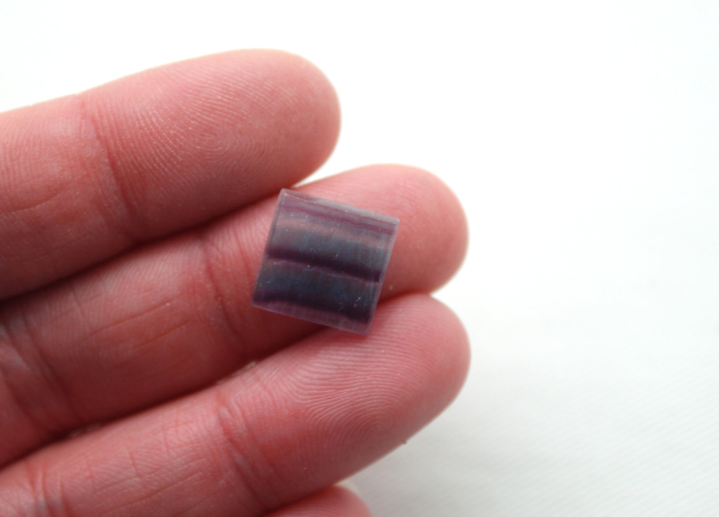 Lot of FOUR square FLAT Fluorite Cabochons 12MM