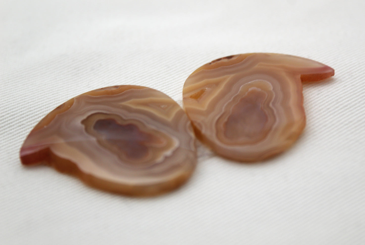 Moctezuma Agates Cabochons Pair peach color