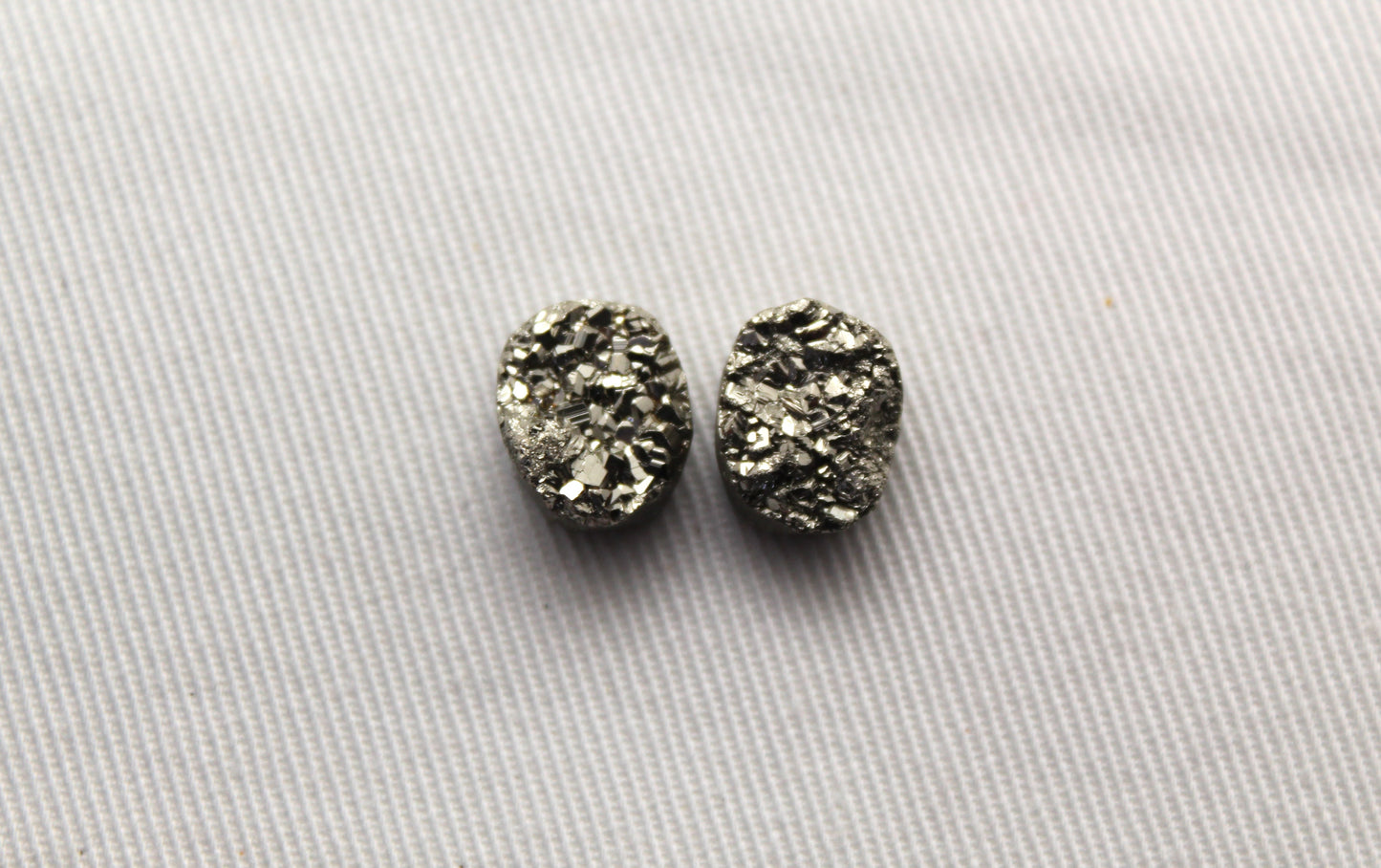 TWO Pyrite Cabochons Oval 13X11MM Druzy
