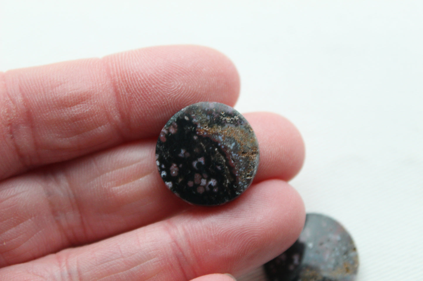 River Jasper Cabochons Pair Gemstone round 19MM