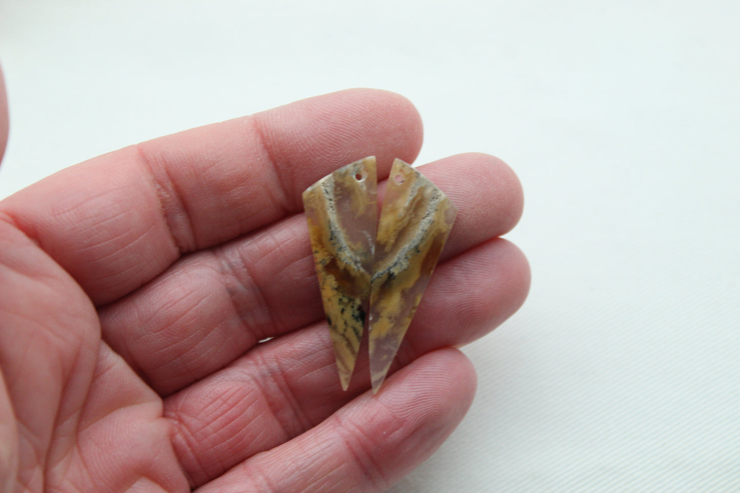 DRILLED Dendritic Tiger Agate Cabochon Gemstone beige black gemstone