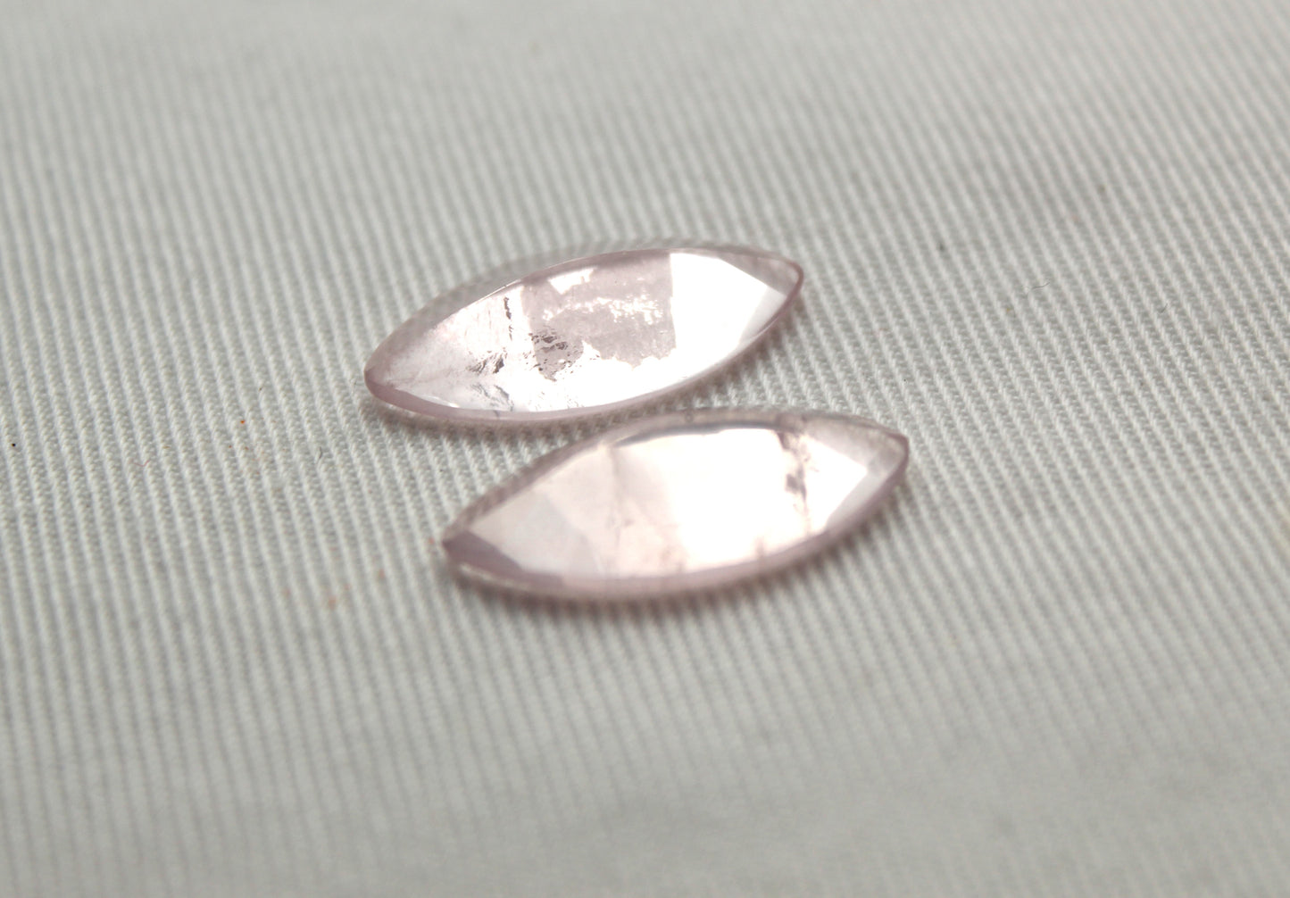 Pair of Pink Quartz cabochons Gemstones marquise 10x20MM