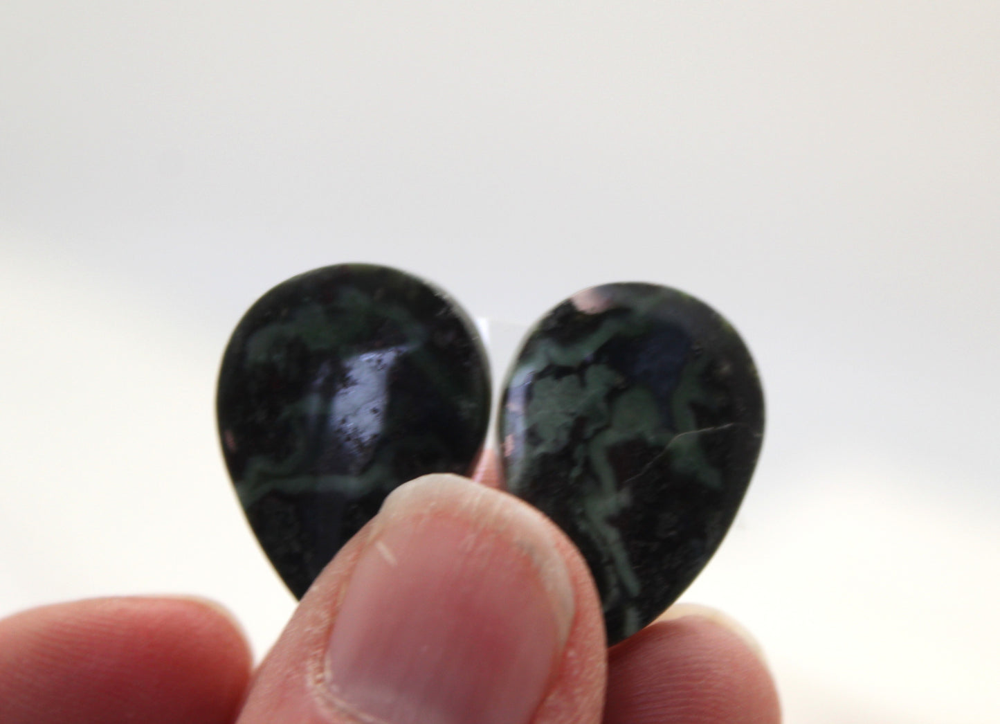 Wonosobo Jasper Cabochons Pair Gemstone teardrop